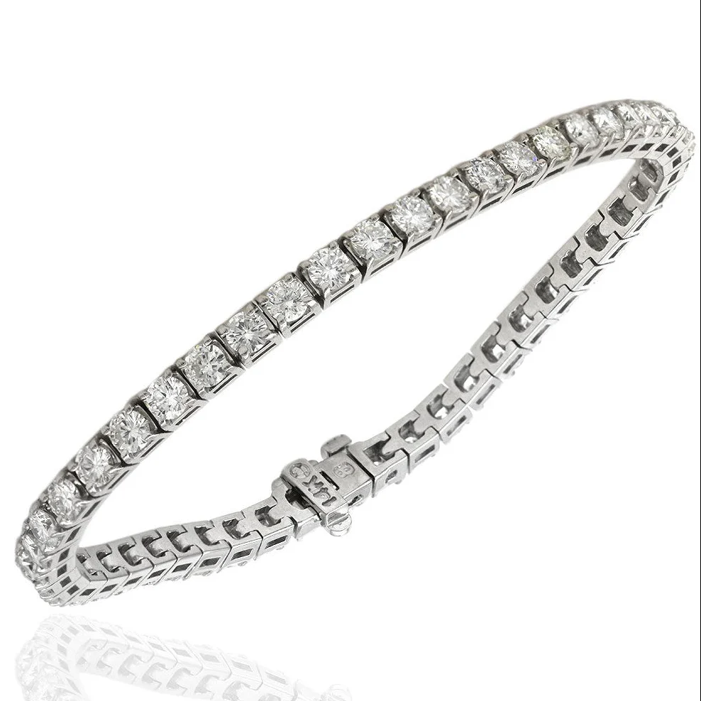 14K White Gold Diamond Inline Bracelet