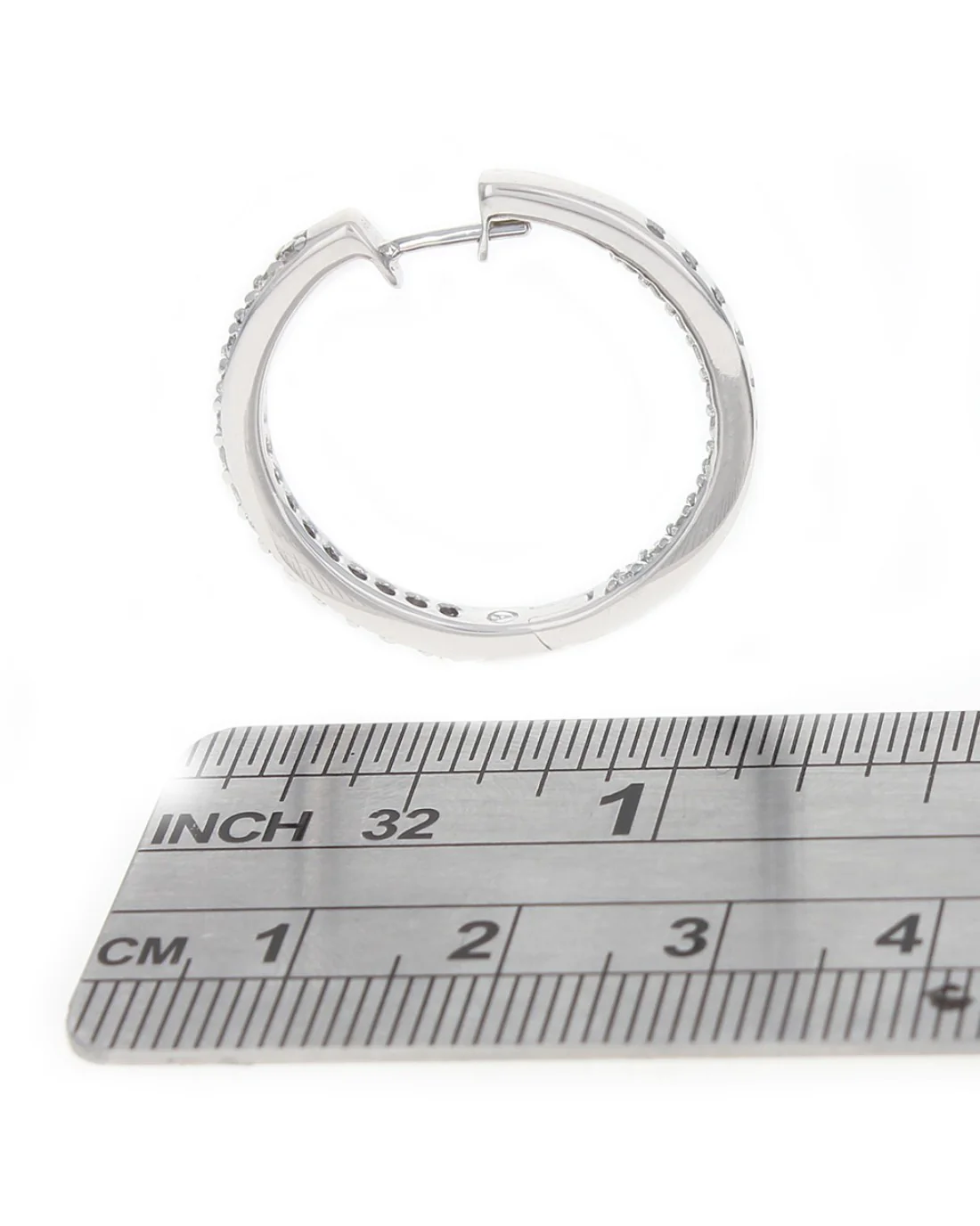 Diamond Inside Outside Hoop Earrings - Image 3