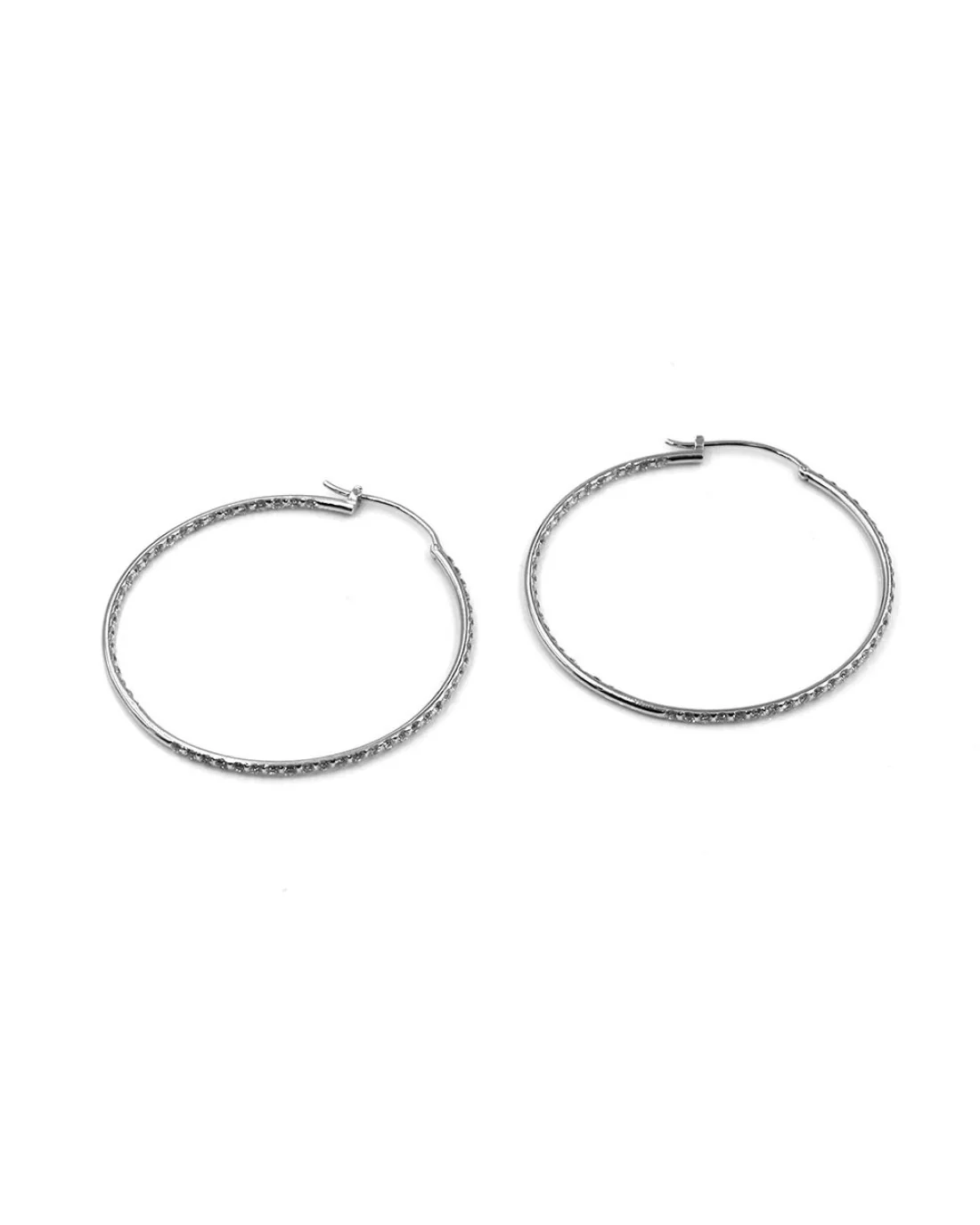 Diamond Inside Outside Hoop Earrings in Gold - Image 2
