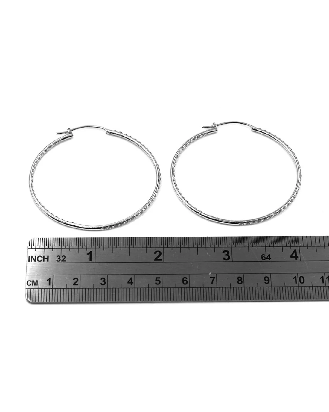 Diamond Inside Outside Hoop Earrings in Gold - Image 3