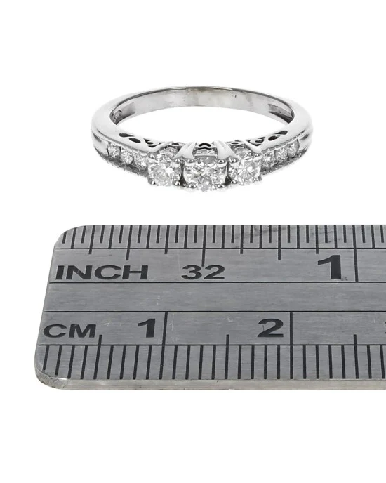 Diamond Milgrain Accent Engagement Ring in White Gold - Image 3
