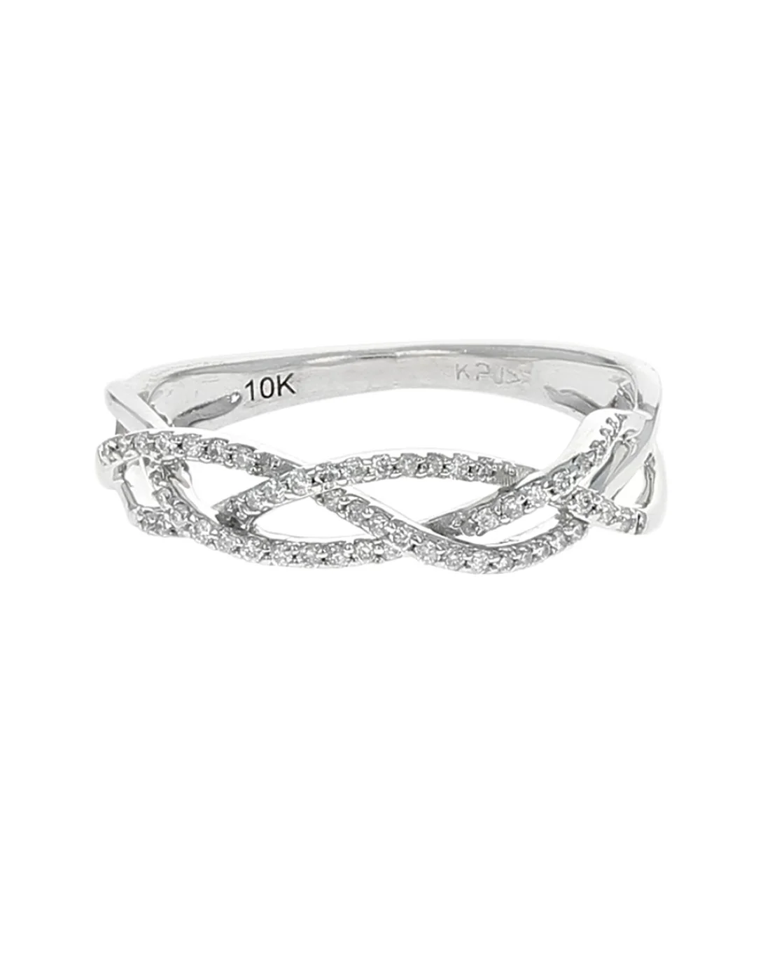 Diamond Open Cut Crossover Ring in White Gold - Image 2