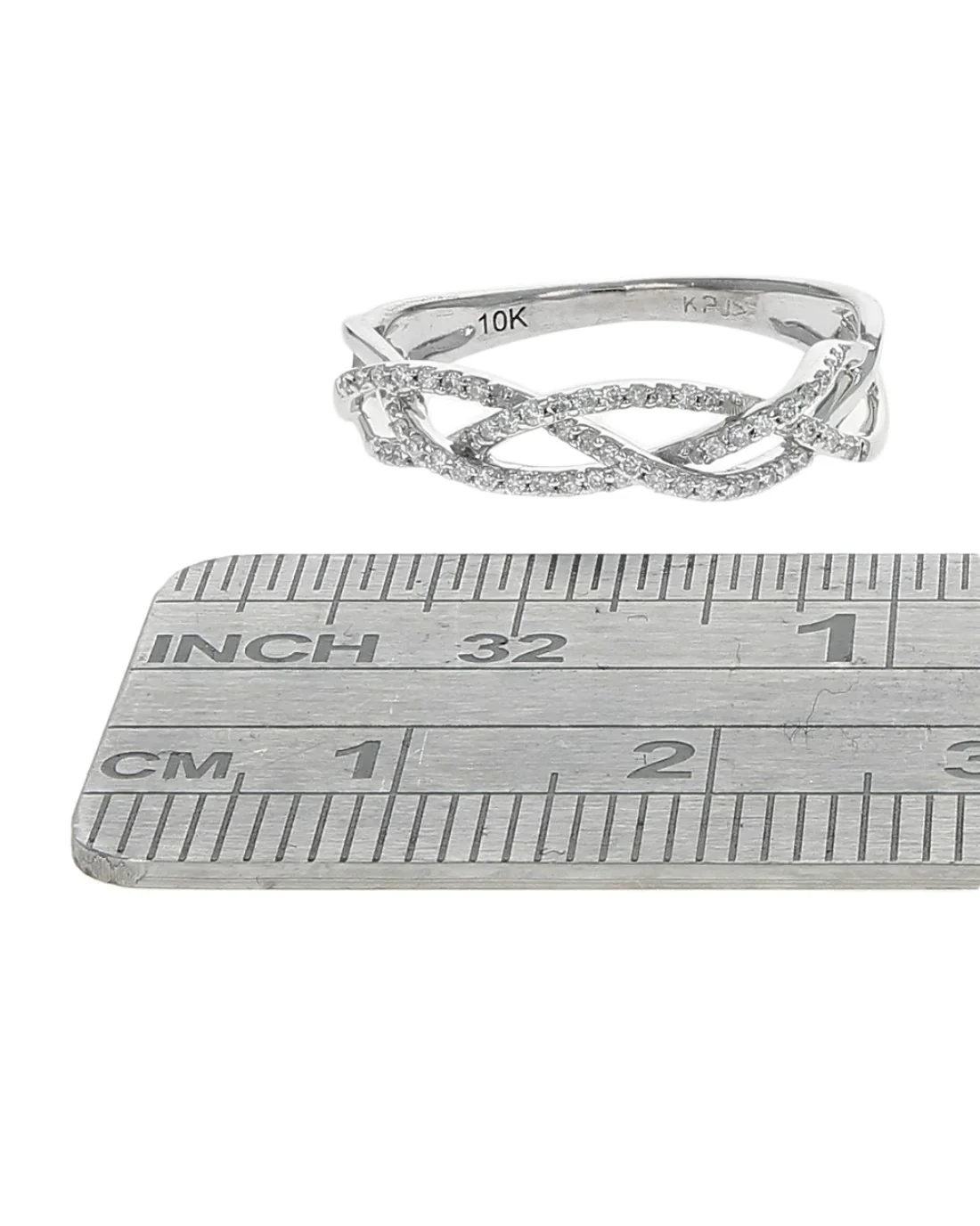 Diamond Open Cut Crossover Ring in White Gold - Image 3