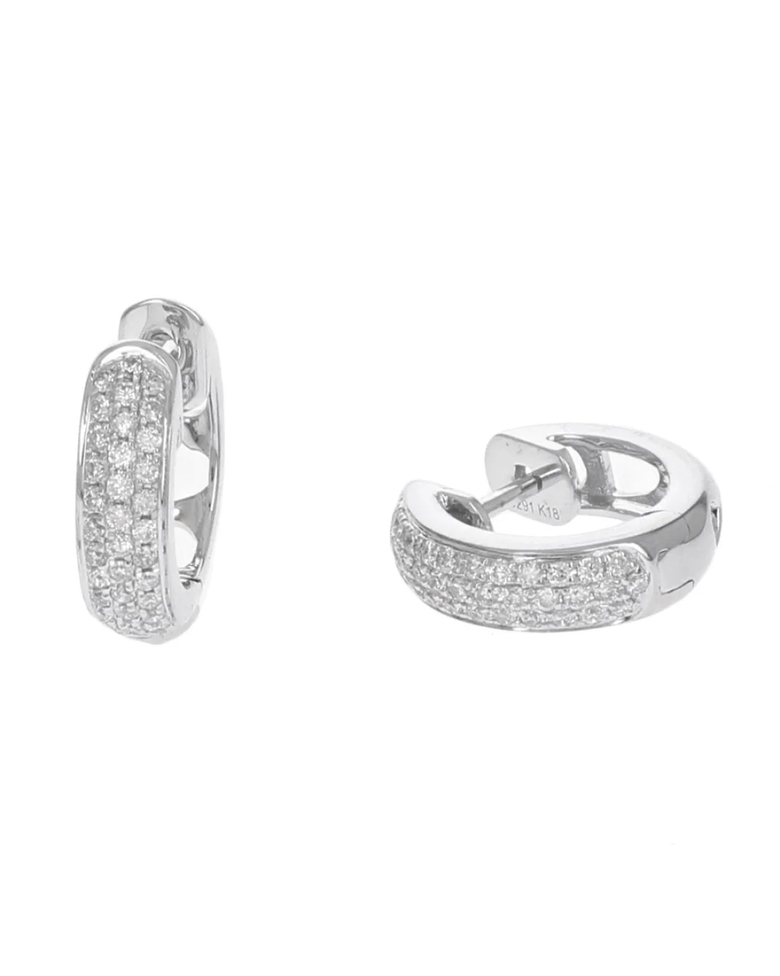 Diamond Open Cut Heart Huggie Earrings in White Gold - Image 2