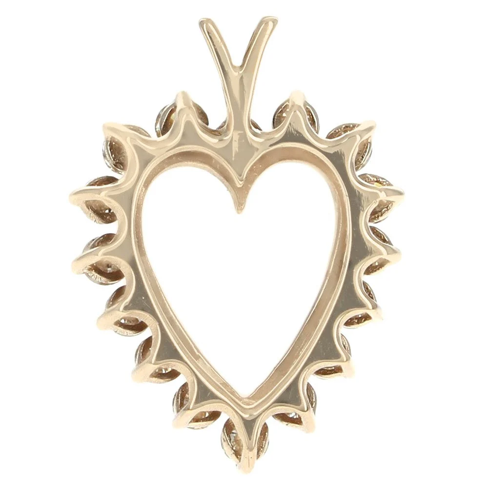 14K Yellow Gold Diamond Open Heart Pendant - Image 2