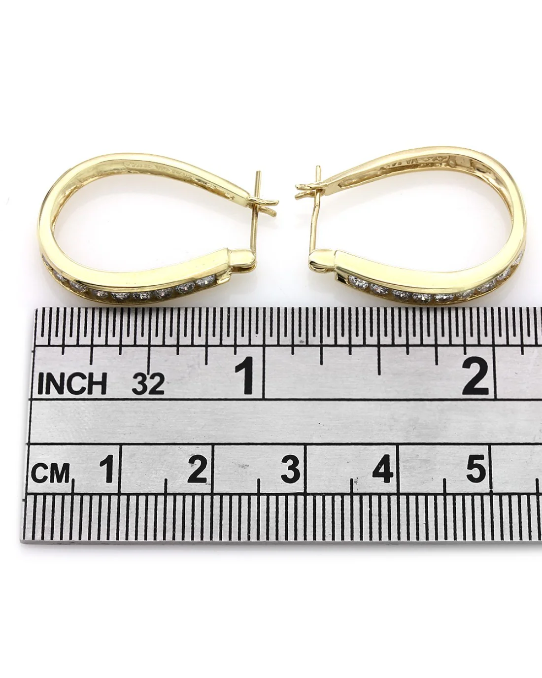 Diamond Oval Hoop Earrings - Image 2