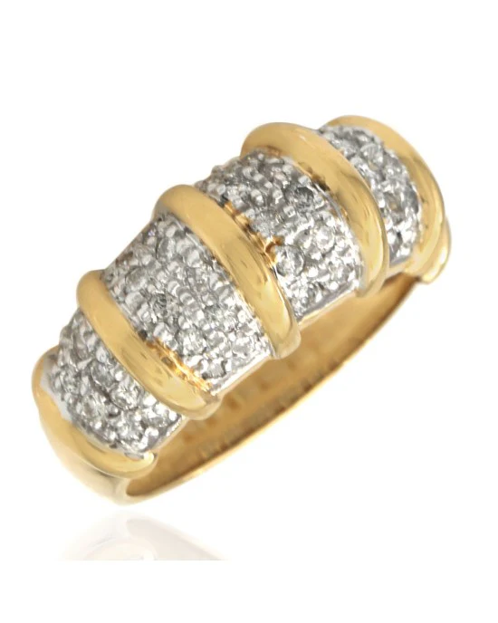 Diamond Pave Bar Split Dome Ring
