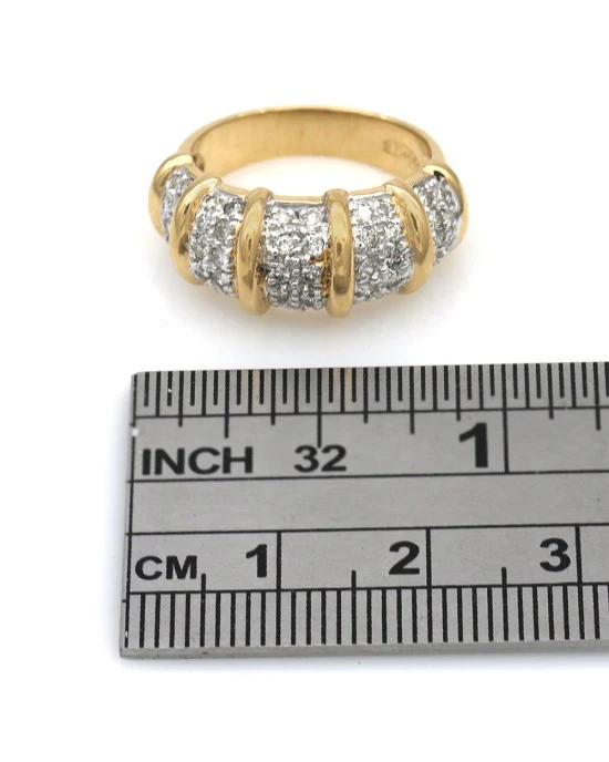 Diamond Pave Bar Split Dome Ring - Image 3