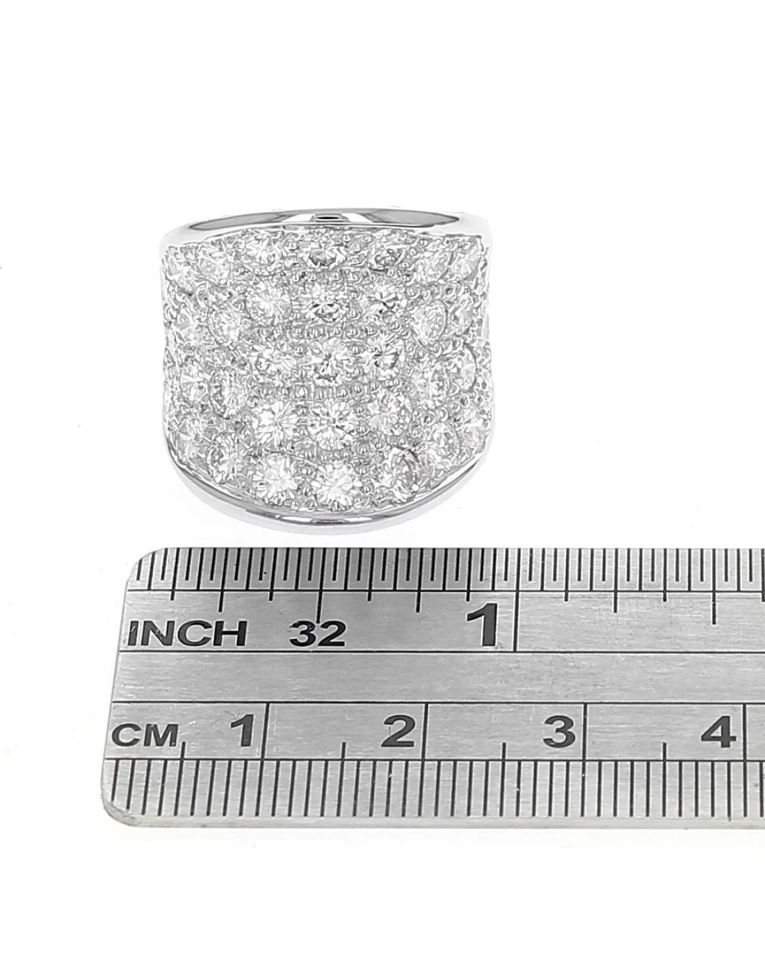 Diamond Pave Concave Saddle Ring in Platinum - Image 3