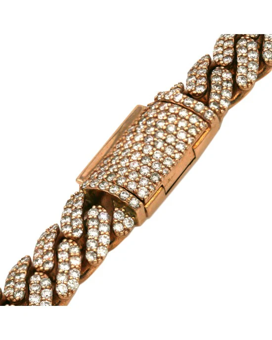 Diamond Pave Cuban Link Chain Necklace in Rose Gold - Image 2