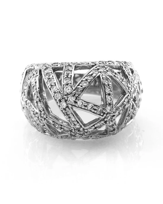 Diamond Pave Cut Out Dome Ring - Image 2