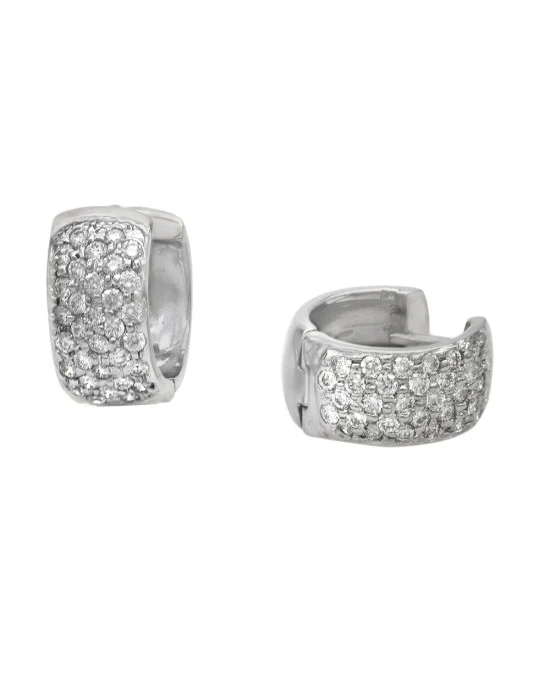 Diamond Pave Huggie Earrings in Gold - Image 2