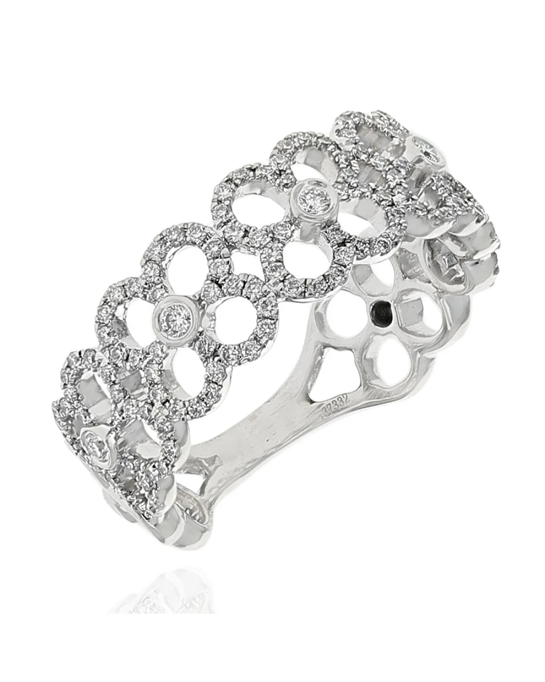 Diamond Pave Open Clover Motif Band
