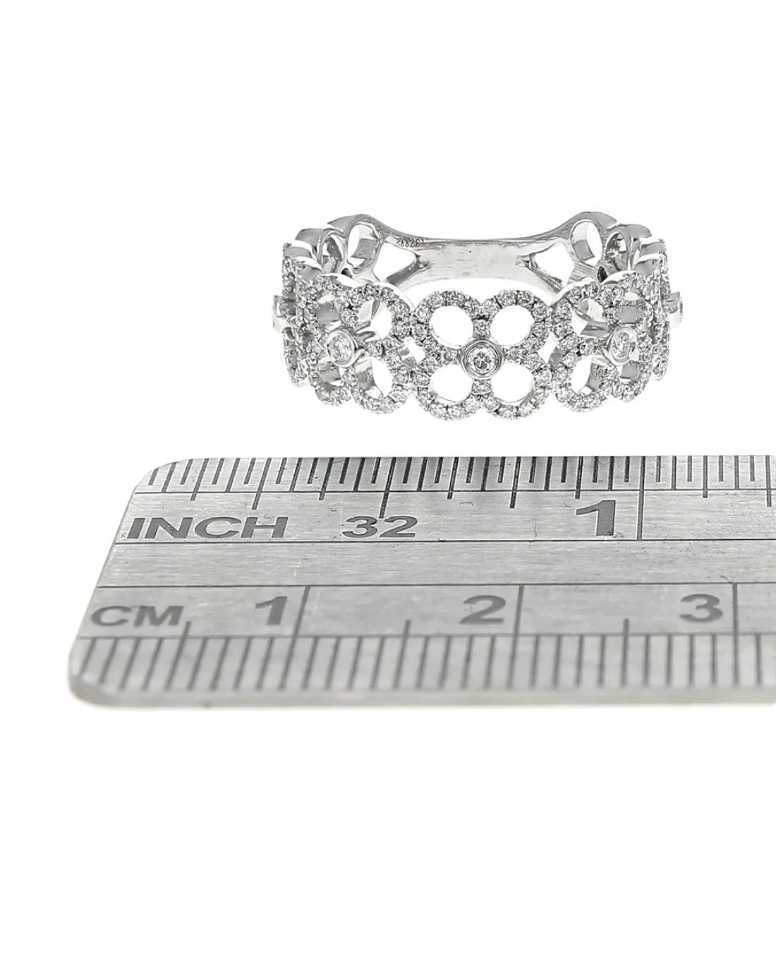 Diamond Pave Open Clover Motif Band - Image 3
