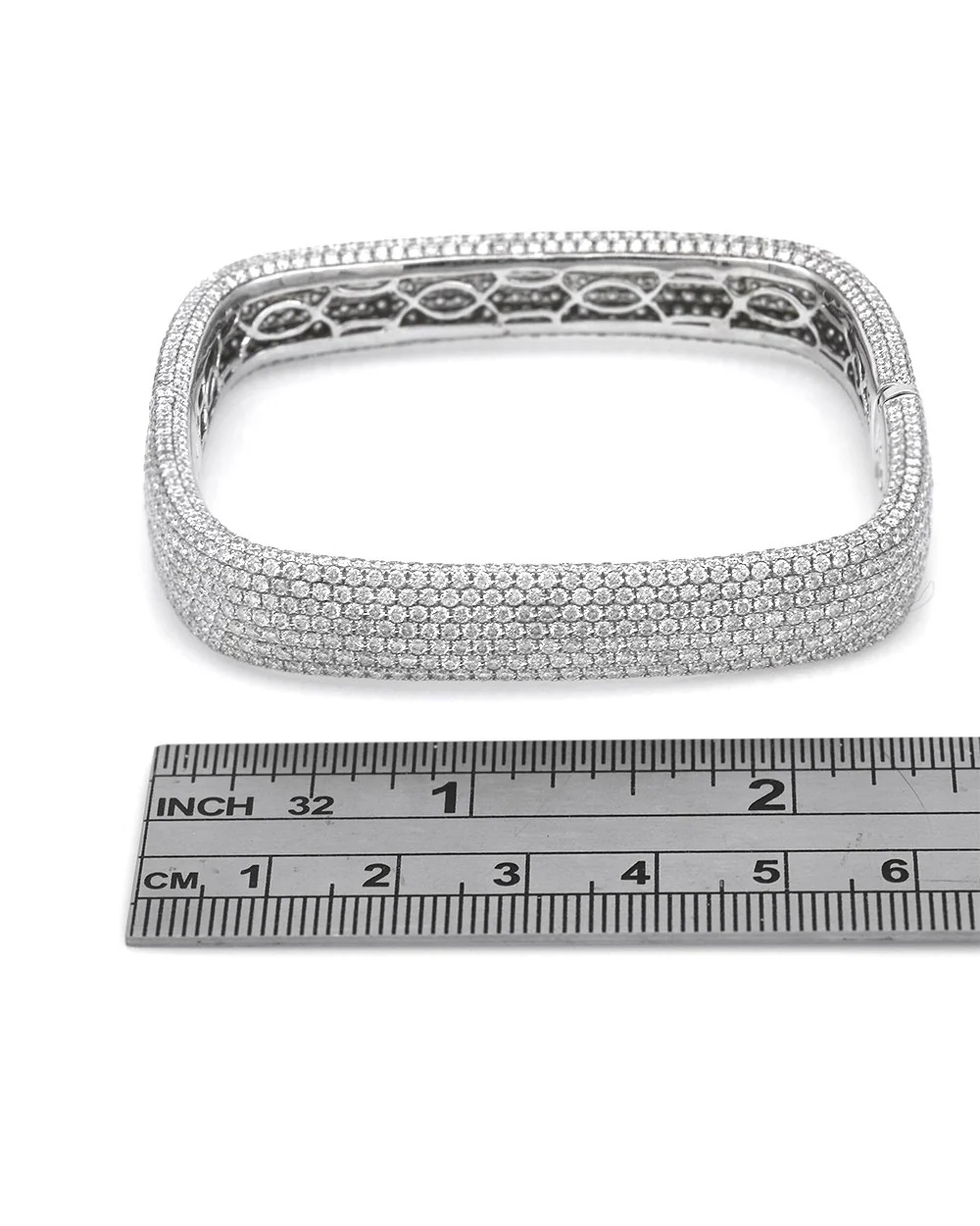 Diamond Pave Square Bangle Bracelet - Image 3