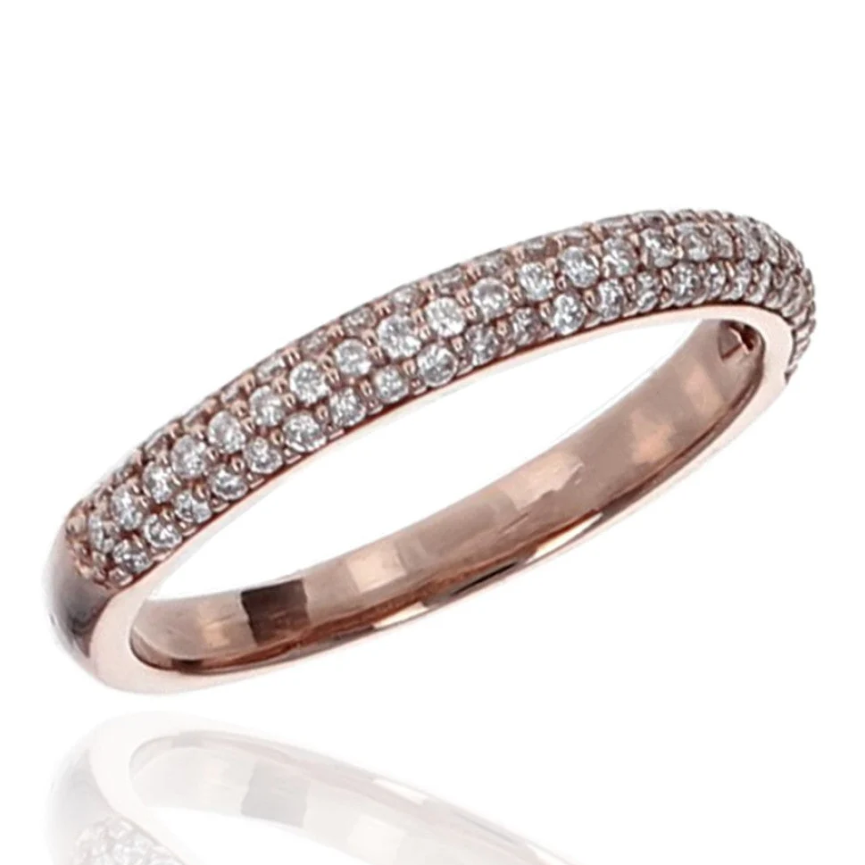 14K Rose Gold Diamond Pave Wedding Band