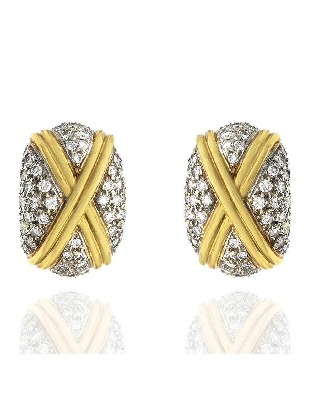Diamond Pave X Curved Earrings