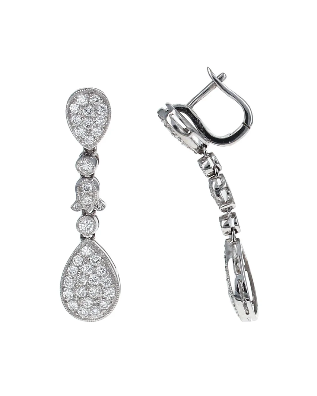 Diamond Pear Shape Dangle Earrings - Image 2