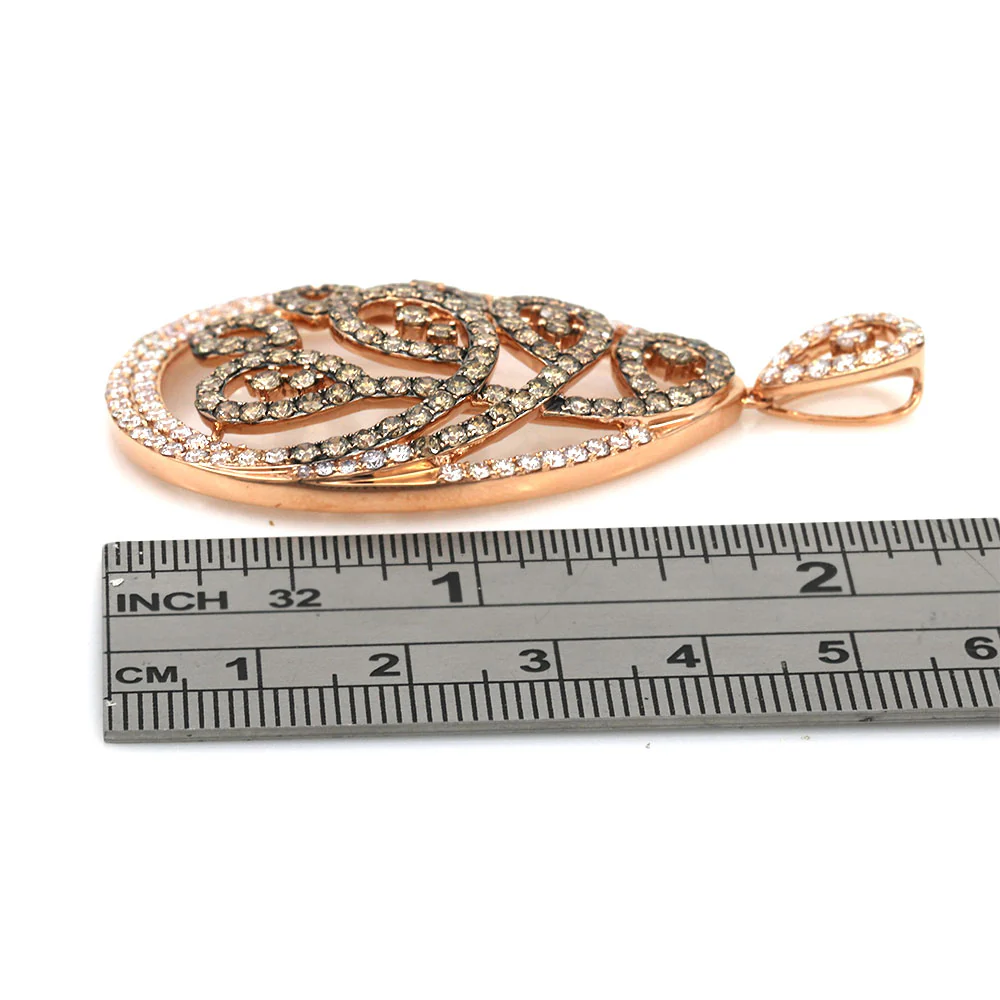Diamond Pear Shaped Swirl Drop Pendant in Rose Gold - Image 3