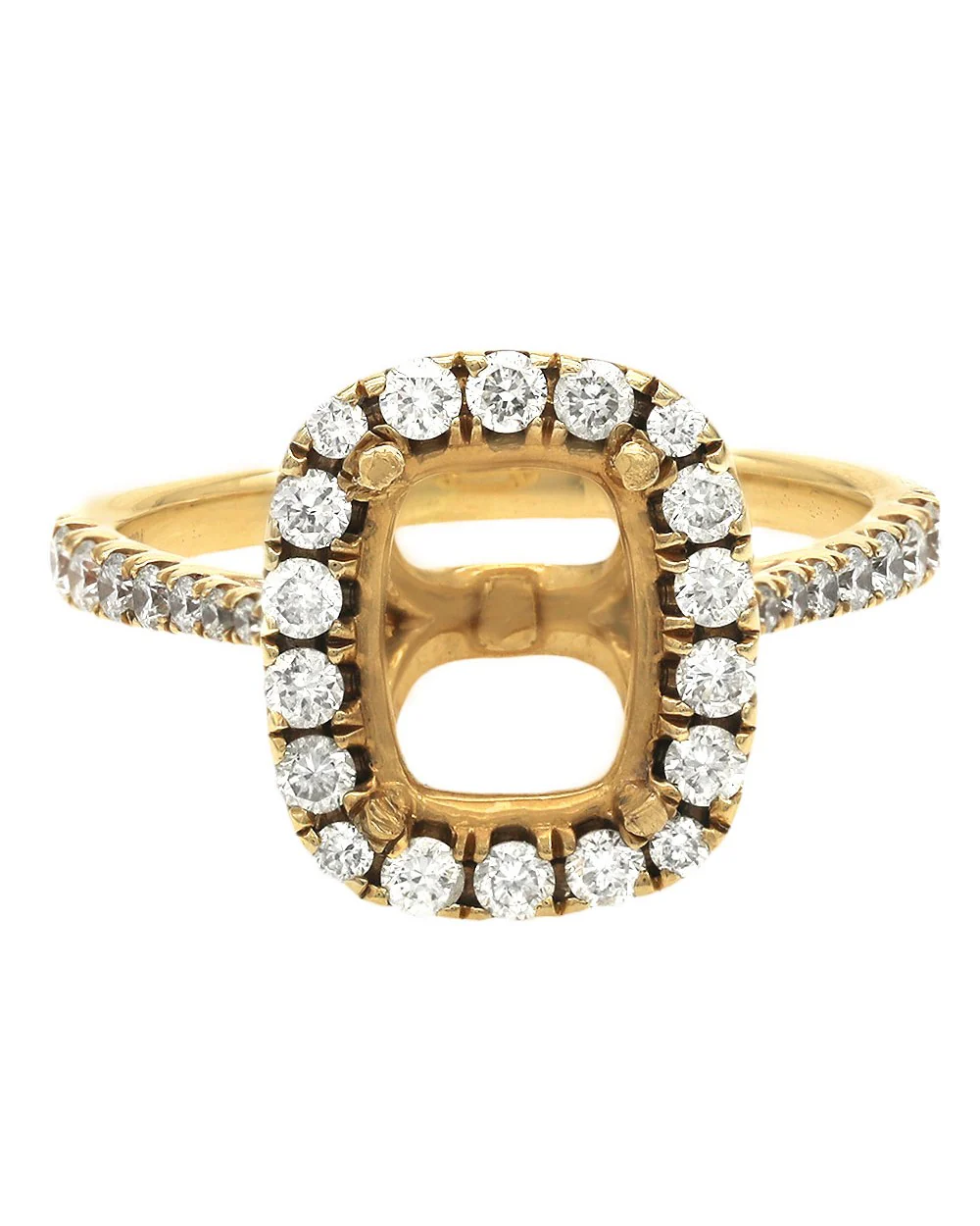 Diamond Rectangular Halo Semi Mount in Yellow Gold - Image 2