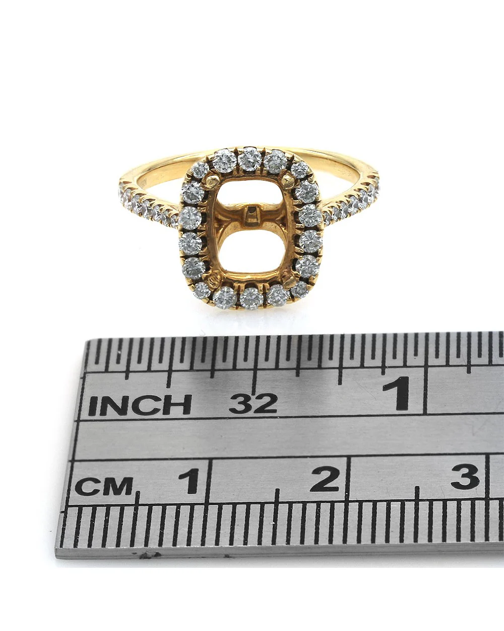 Diamond Rectangular Halo Semi Mount in Yellow Gold - Image 3