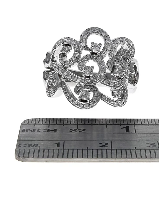 Diamond Scroll Swirl Ring in Gold - Image 3