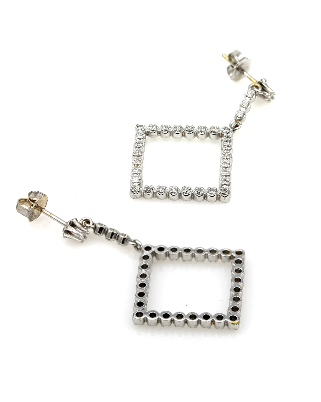 Diamond Shape Diamond Dangle Earrings - Image 2