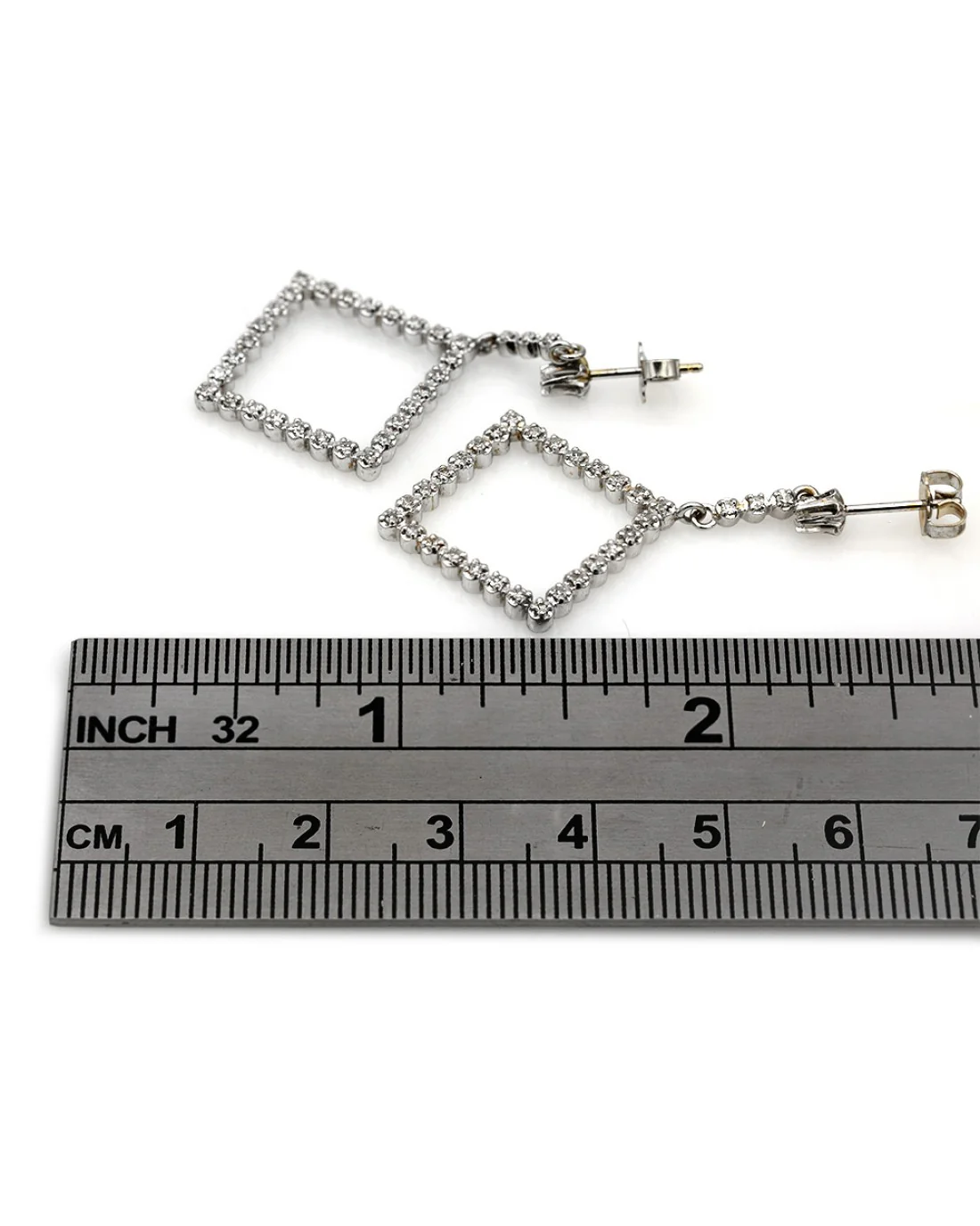 Diamond Shape Diamond Dangle Earrings - Image 3
