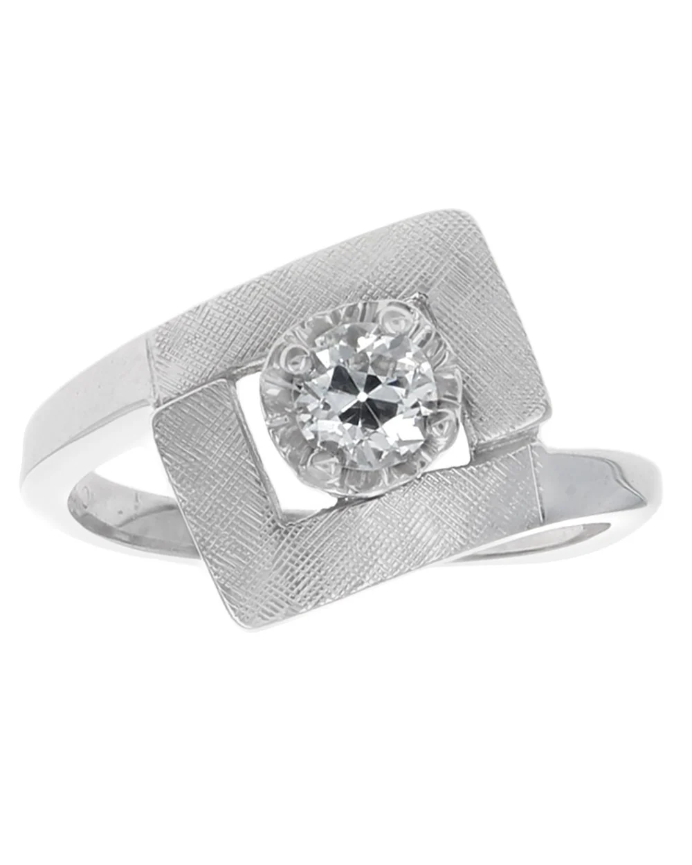 Diamond Solitaire Bypass Ring in White Gold - Image 2