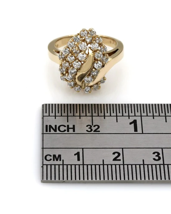 Diamond Swirl Cluster Ring 14K - Image 4