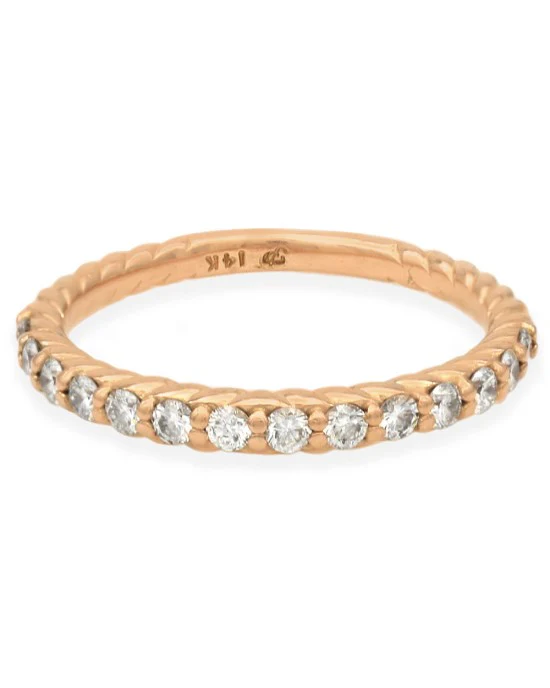 Diamond Twisted Stackable Band in Rose Gold - Image 2