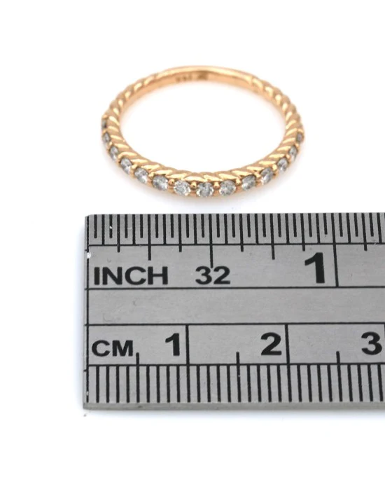 Diamond Twisted Stackable Band in Rose Gold - Image 3