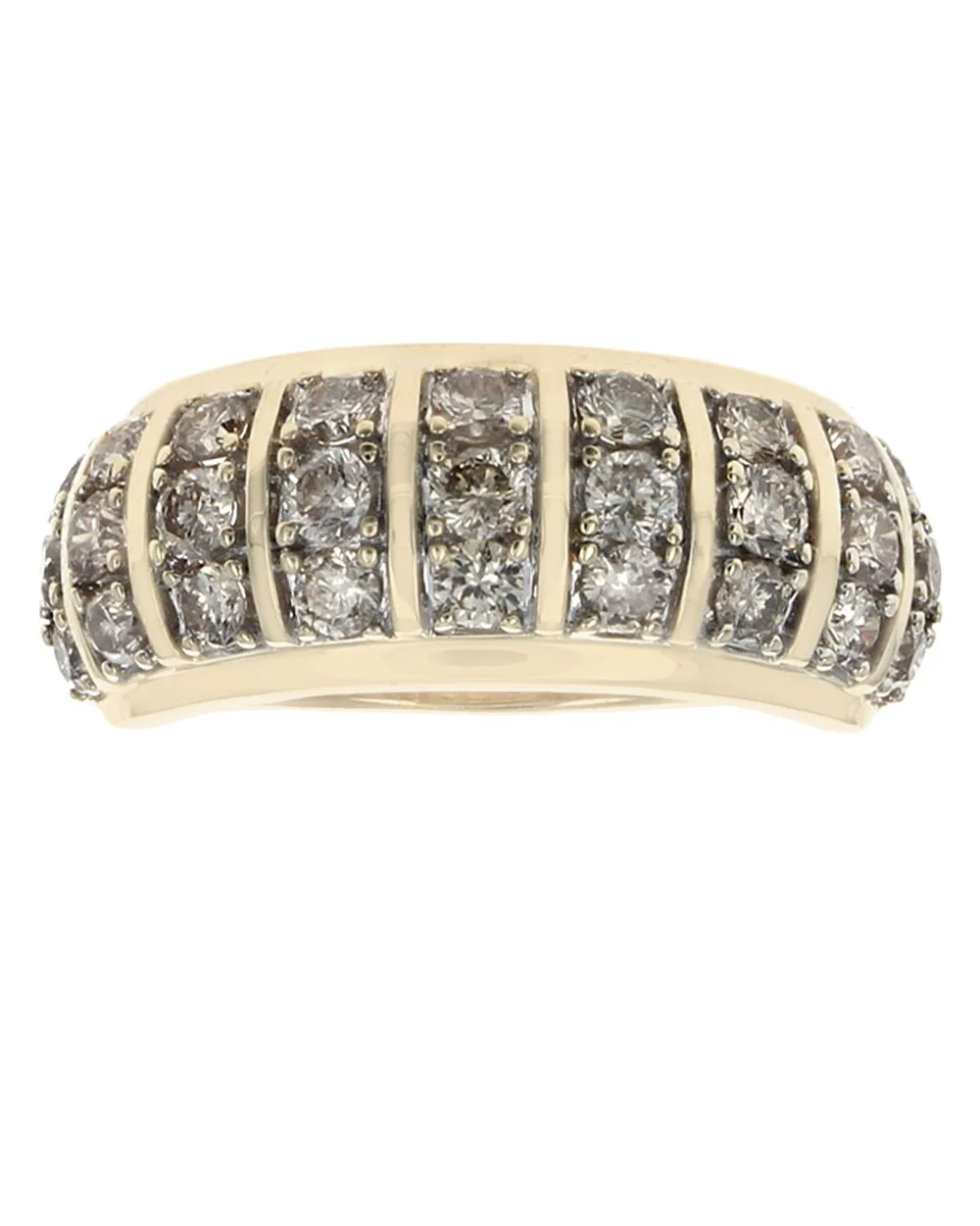 Diamond Vertical Bar Split Tapered Ring in Yellow Gold - Image 2