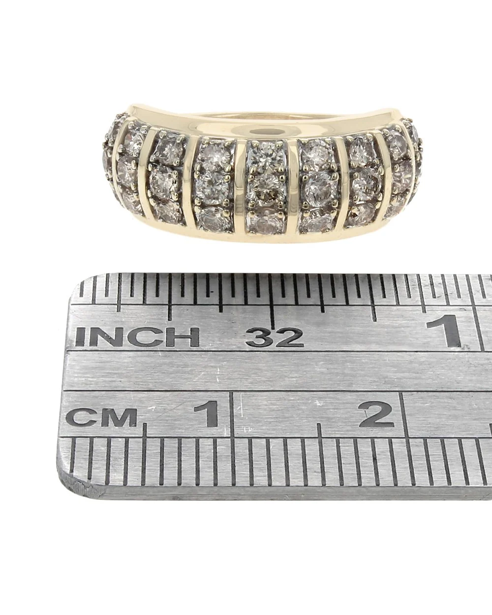 Diamond Vertical Bar Split Tapered Ring in Yellow Gold - Image 3