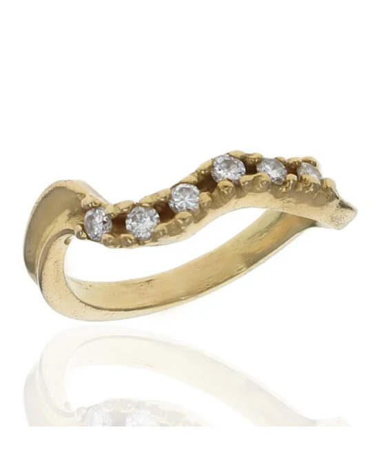 Diamond Wave Band in Yellow Gold