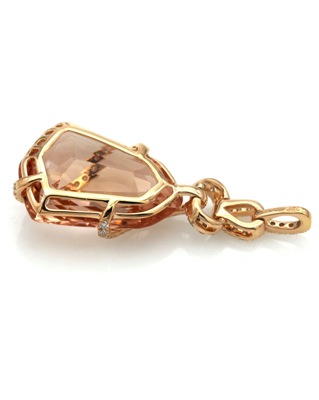 Diamond Wrapped Morganite Drop Pendant - Image 2