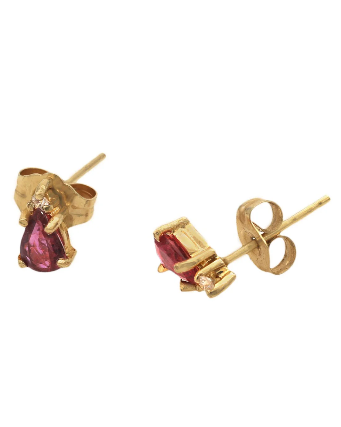 Ruby and Diamond Stud Earrings in Yellow Gold - Image 2