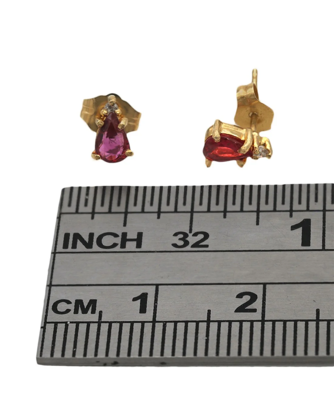 Ruby and Diamond Stud Earrings in Yellow Gold - Image 3