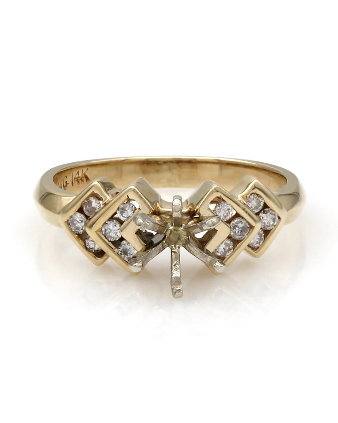 Double Chevron Channel Set Diamond Mounting in 14ky - Image 2