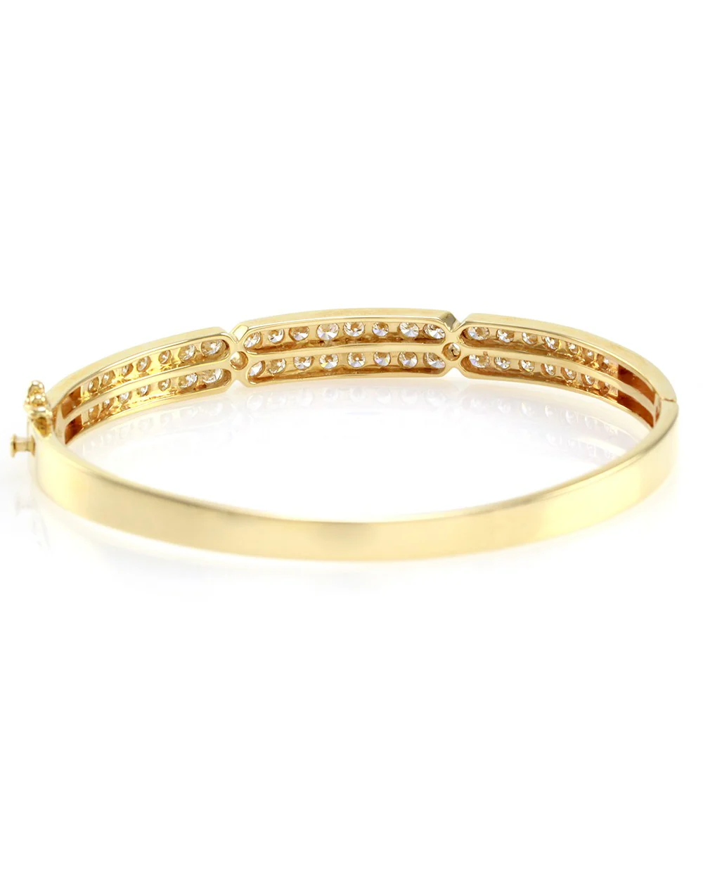 Double Row Diamond Bangle Bracelet in 14K Yellow Gold - Image 3