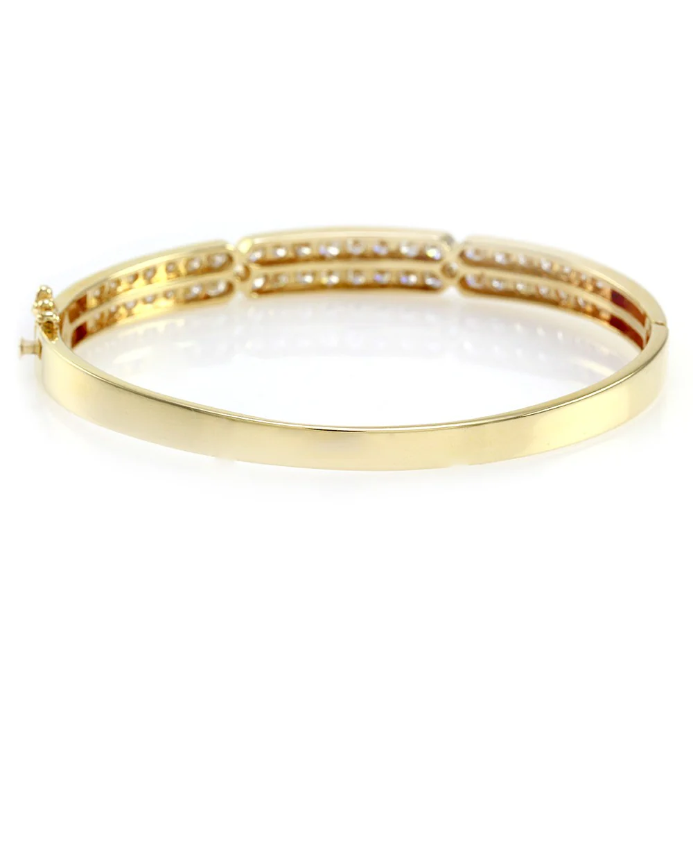 Double Row Diamond Bangle Bracelet in 14K Yellow Gold - Image 4