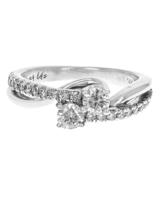 Dual Solitaire Diamond Bypass Ring - Image 2
