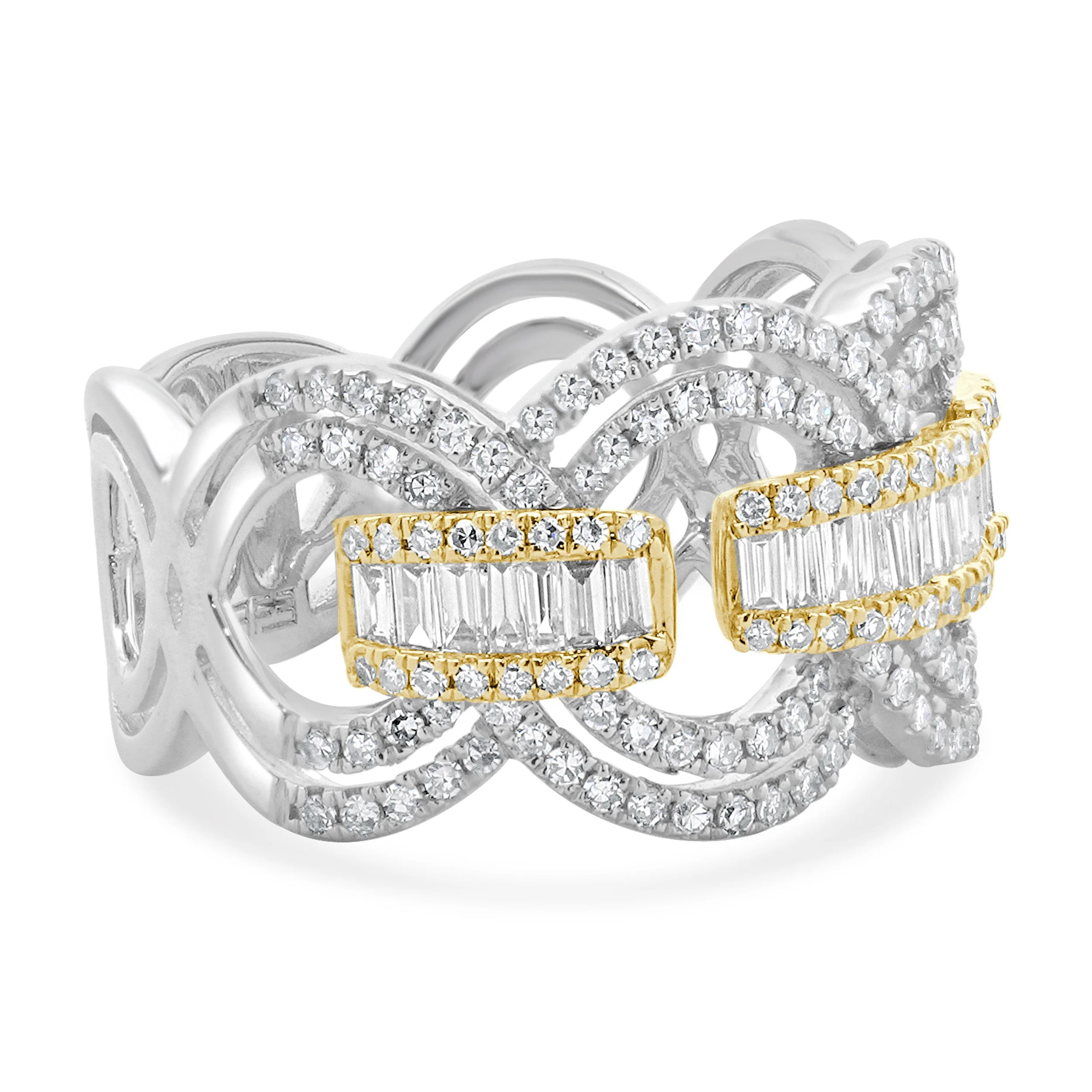 Effy 14 Karat White & Yellow Gold Diamond Duo Open Circle Link Cigar Band - Image 4