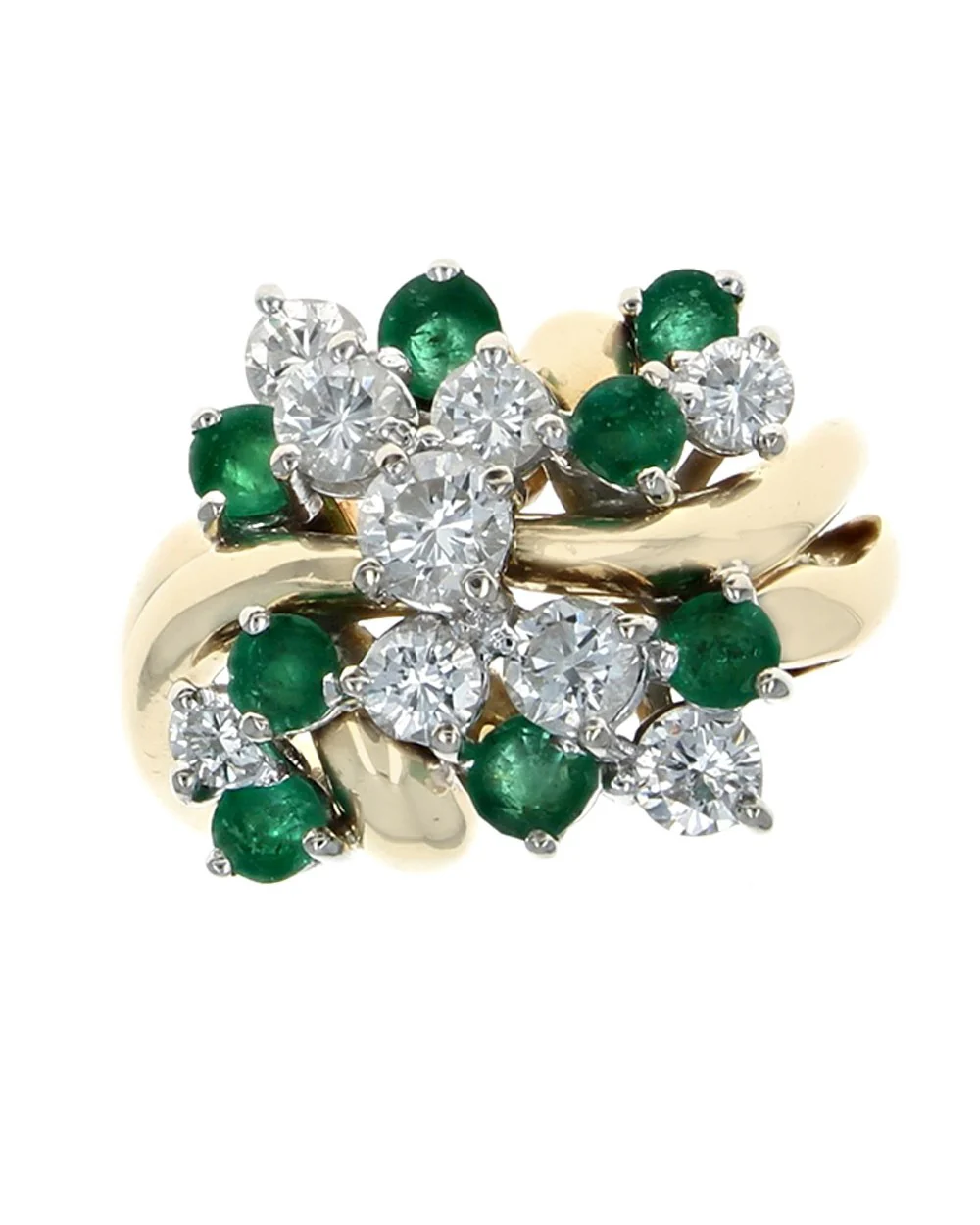 Emerald and Diamond Cluster Ring - Image 2
