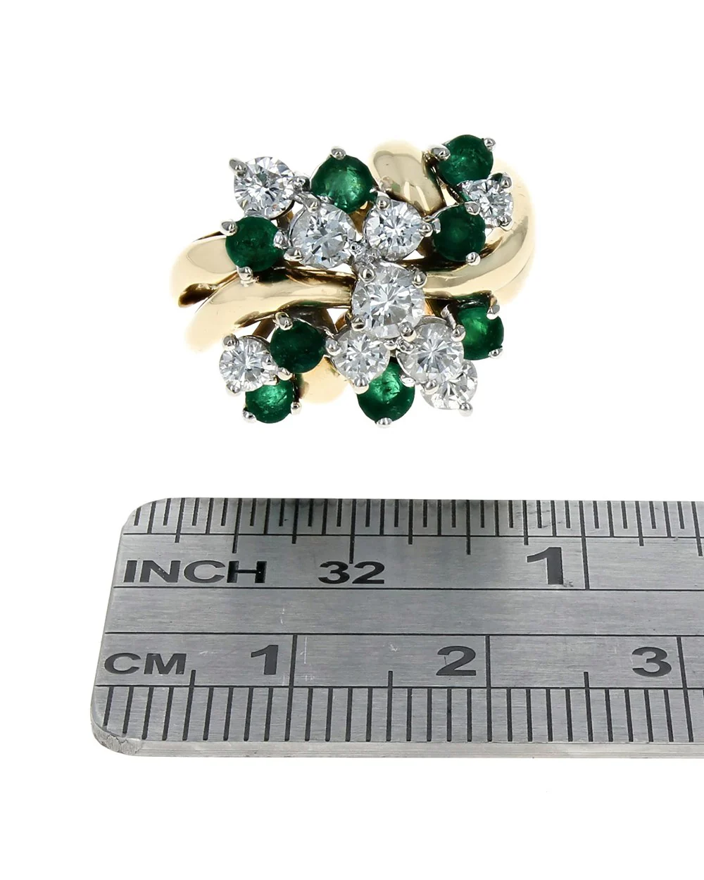 Emerald and Diamond Cluster Ring - Image 3