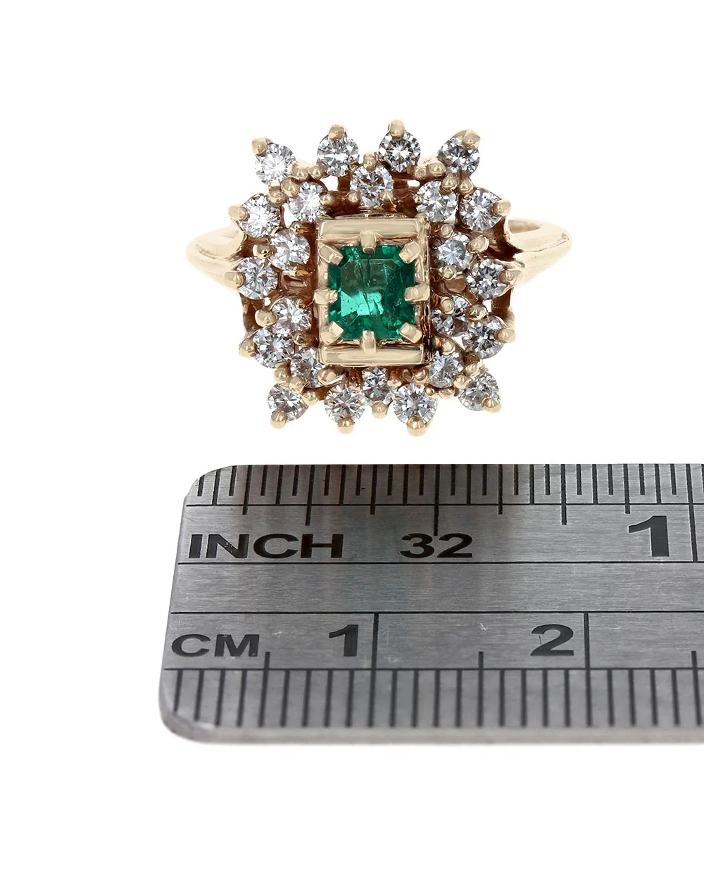 Emerald and Diamond Double Halo Ring - Image 3
