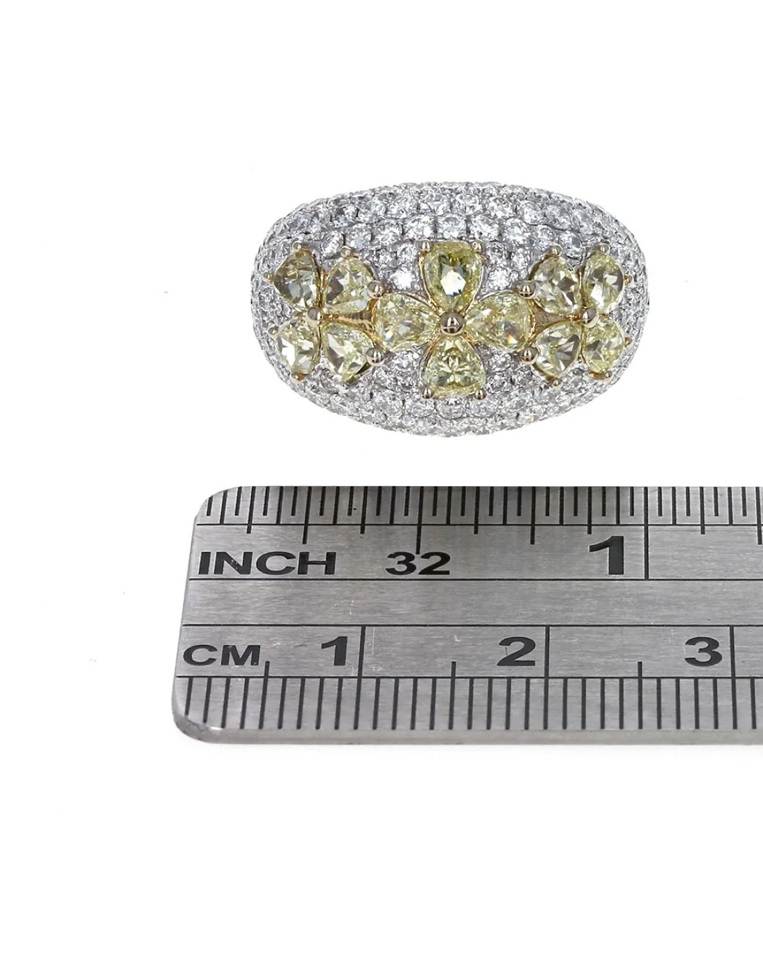 Fancy Yellow and White Diamond Dome Ring - Image 3