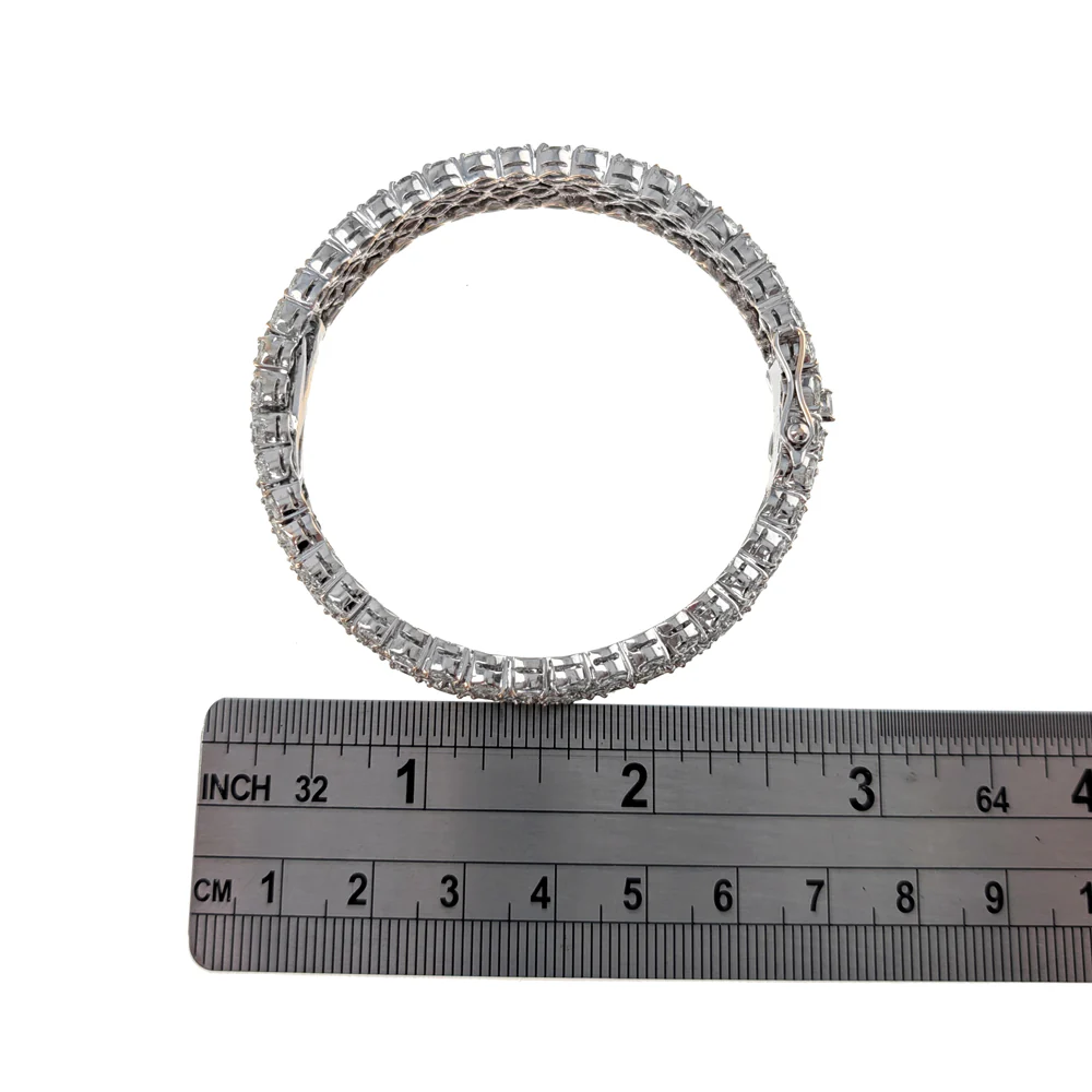 Five Row Marquise Cut Diamond Bangle Bracelet in White Gold - Image 3
