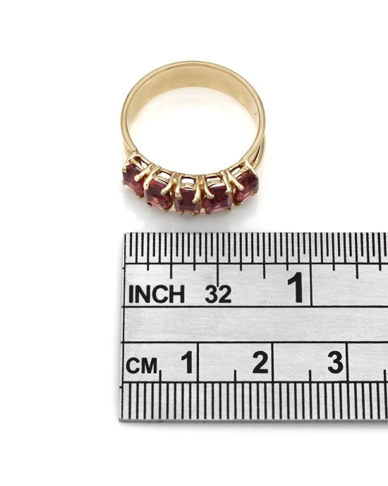 Five Stone Garnet Ring 14KY - Image 3