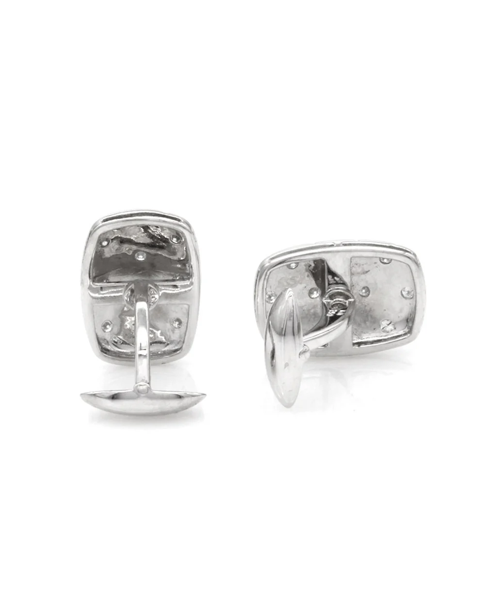 Flush Diamond Satin Gold Cufflinks - Image 2